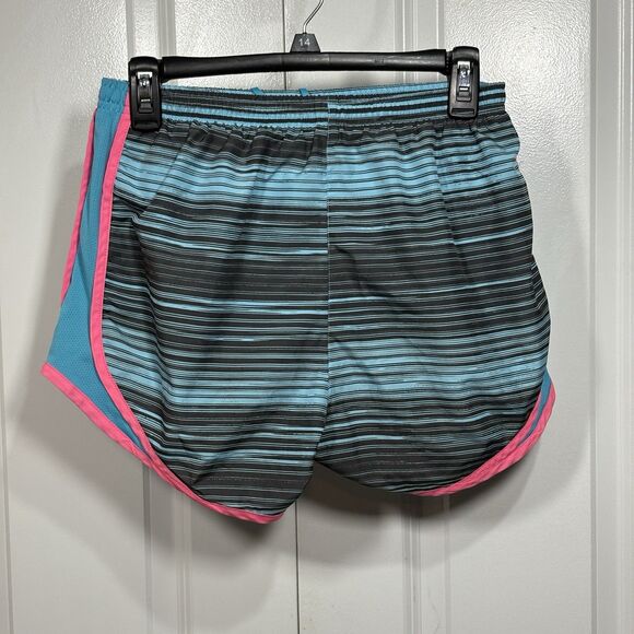 Nike Dri-FIT Running Shorts Women S Blue Striped Pink Trim Athletic Training Gym - Picture 4 of 9